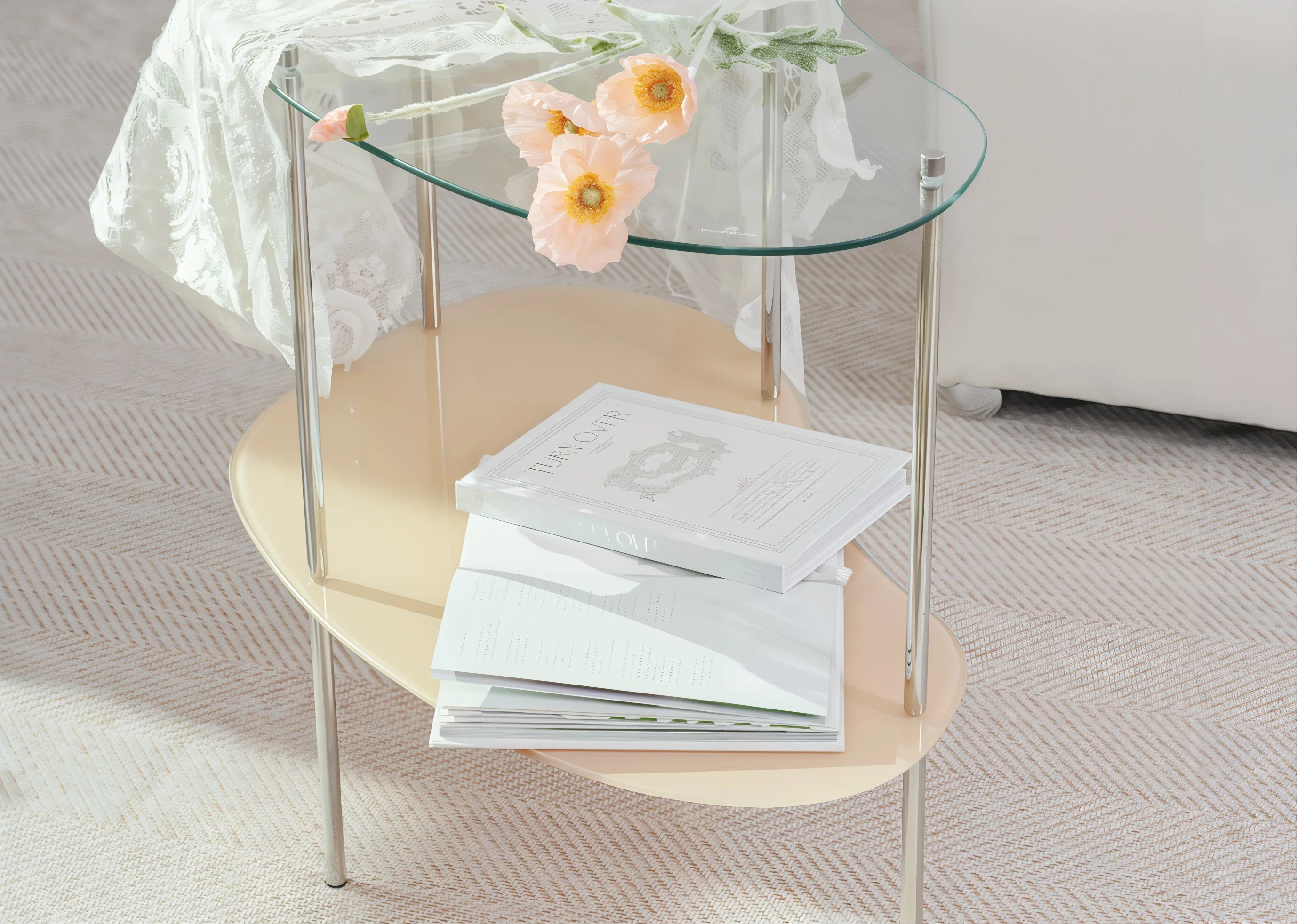 2-Tier Wavy Glass Table - Image 3
