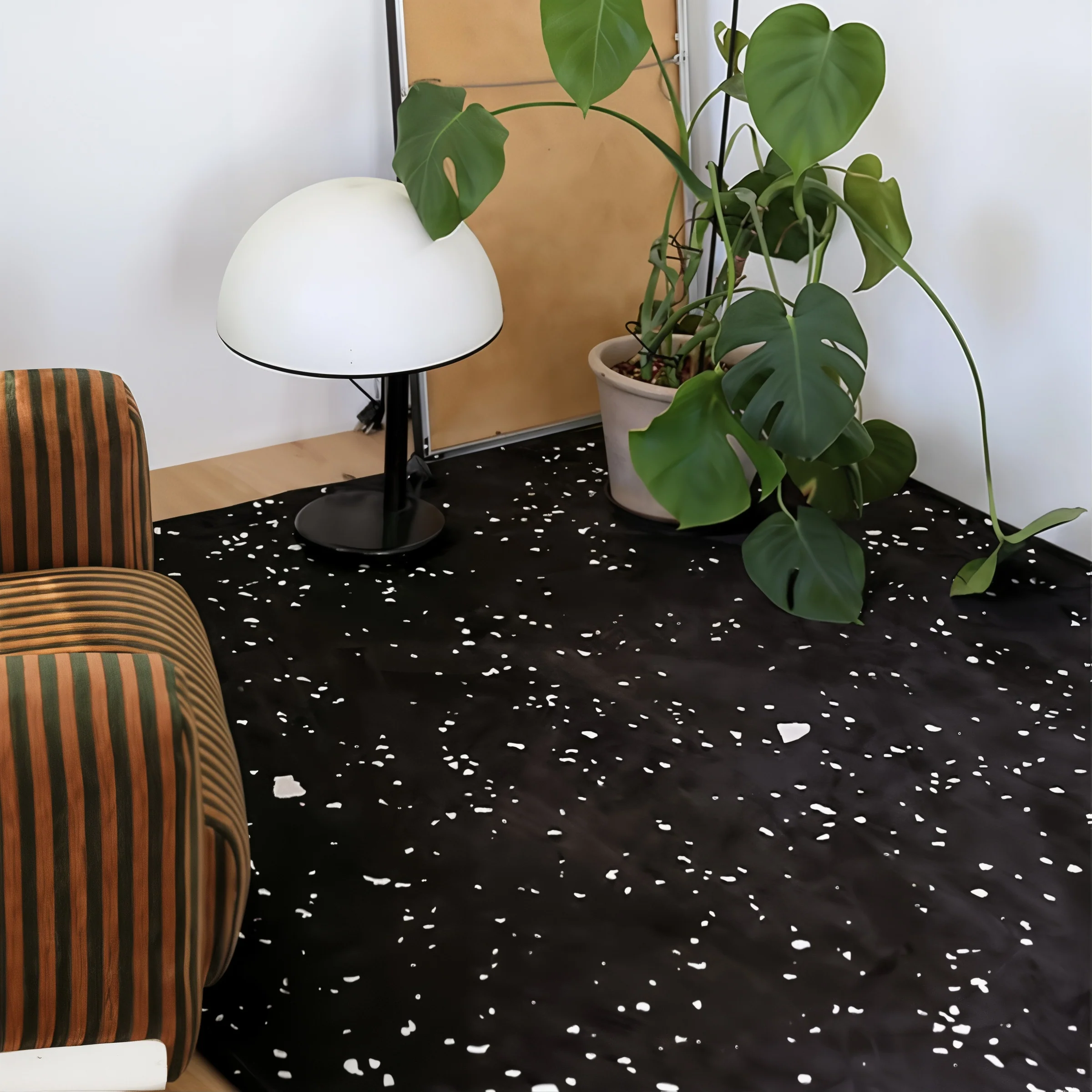 Black Terrazzo Microfiber Rug - Image 4