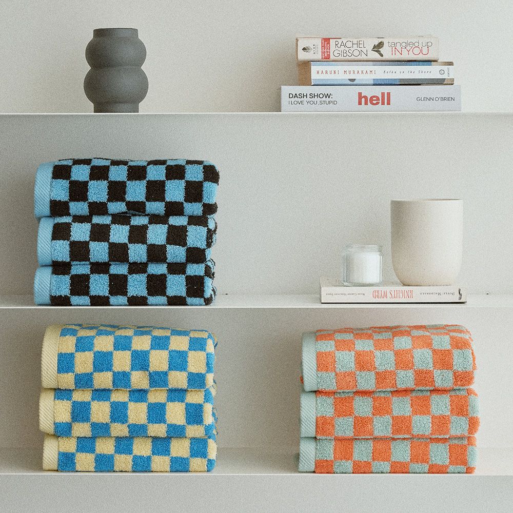 Checkerboard & Stripe Hotel Bath Towel Set (10-Pack) - Image 8
