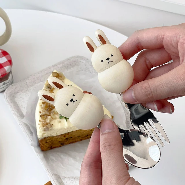 Chubby Animal Wood Handle Spoon & Fork Set (4-Piece) - Image 4