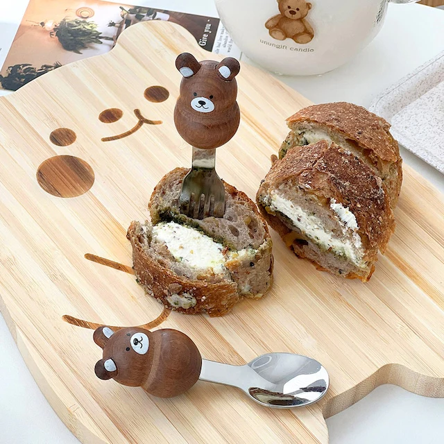 Chubby Animal Wood Handle Spoon & Fork Set (4-Piece) - Image 5