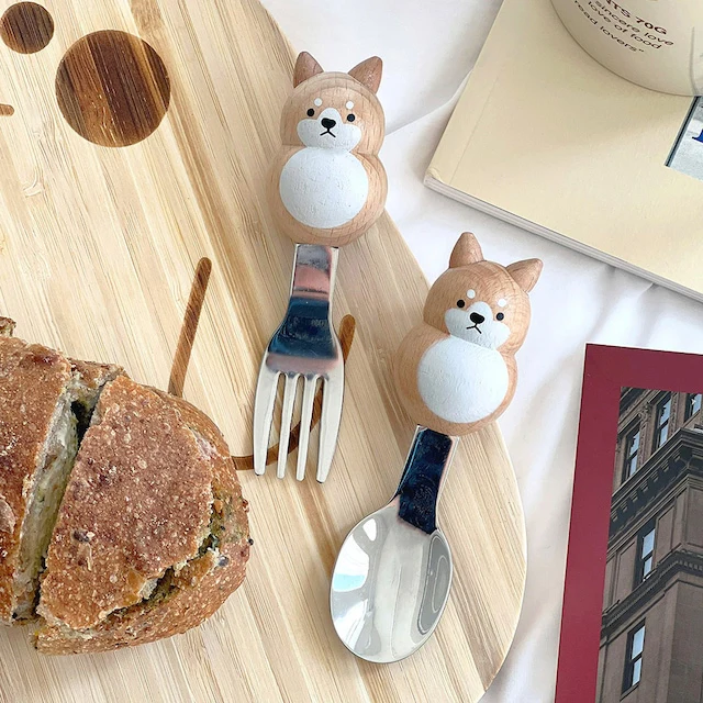 Chubby Animal Wood Handle Spoon & Fork Set (4-Piece) - Image 6