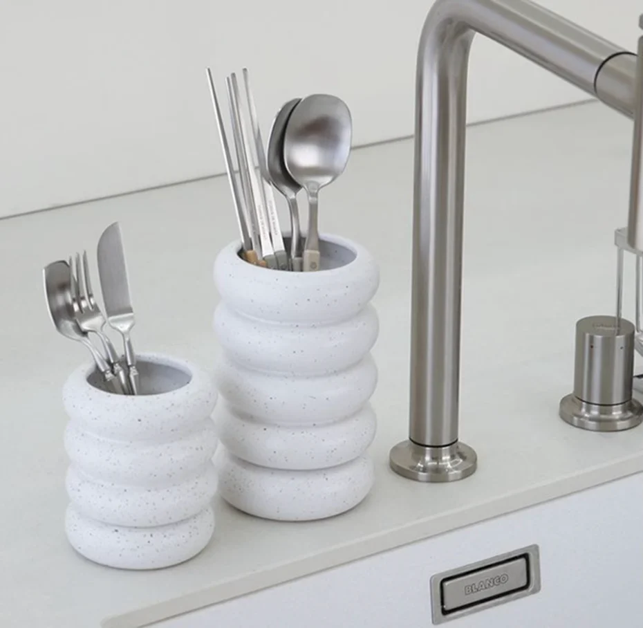 Cloud Ceramic Self-Draining Utensil Holder - Image 6