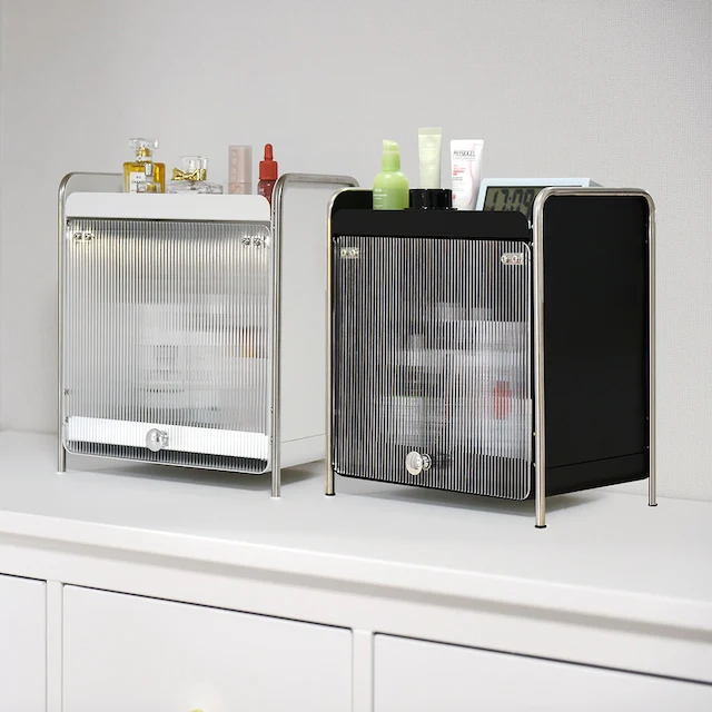Metal Cosmetic Storage Organizer with Flip Door - Image 4