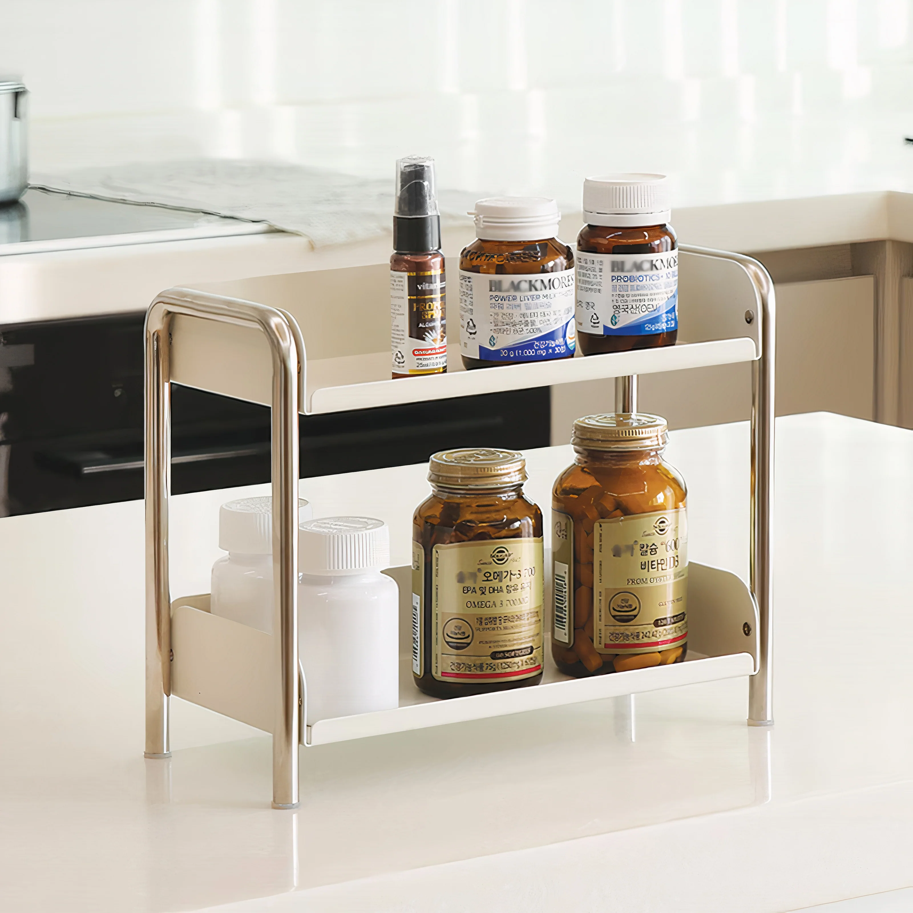 Elle Stainless Steel 2-Tier Kitchen Storage Rack - Image 3