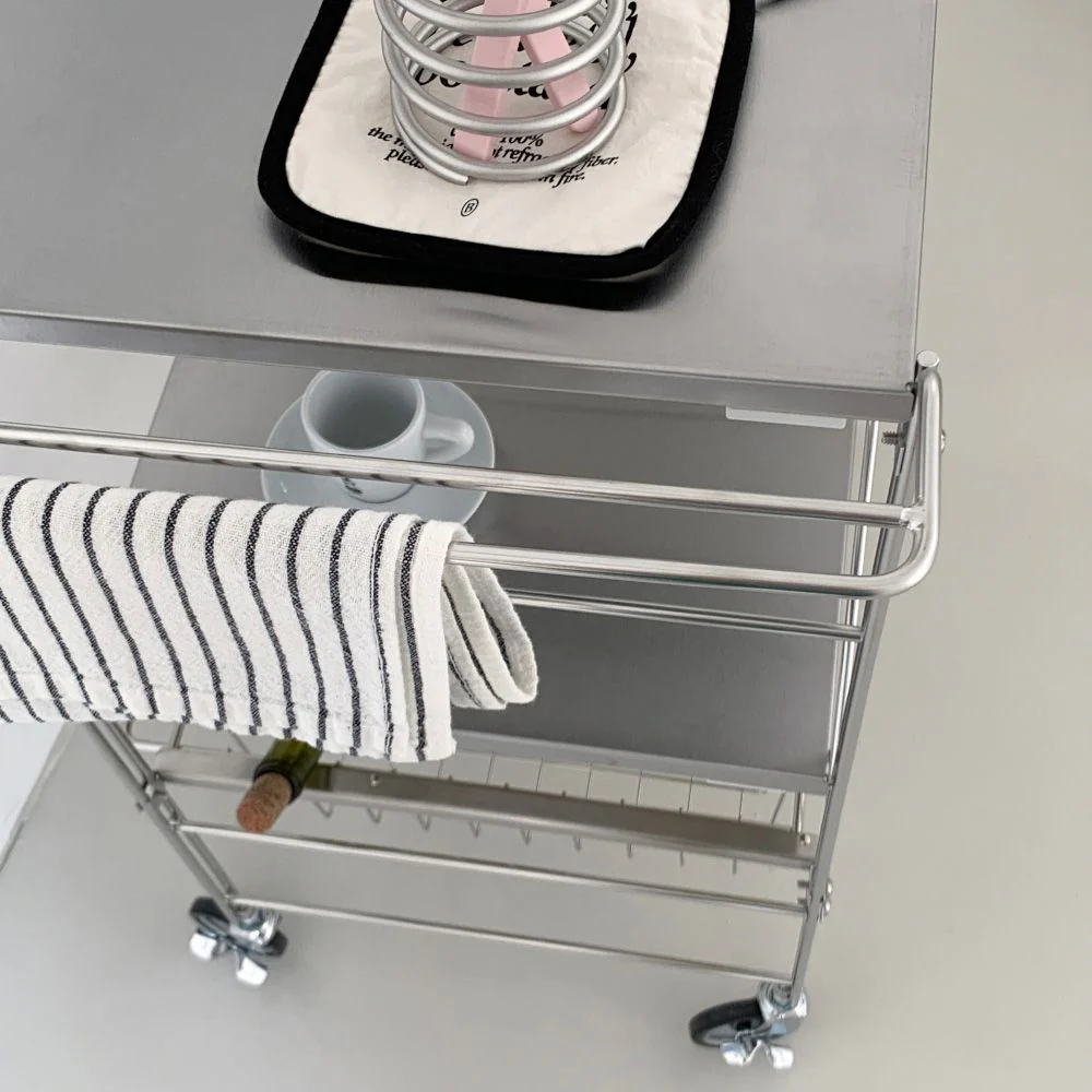 Flat Stainless Steel 3-Tier Trolley Wagon - Image 5