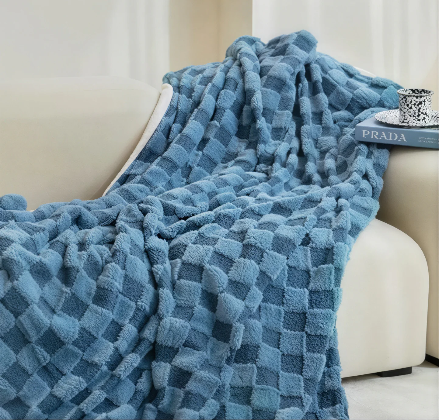 Fluffy Check Winter Blanket - Image 11
