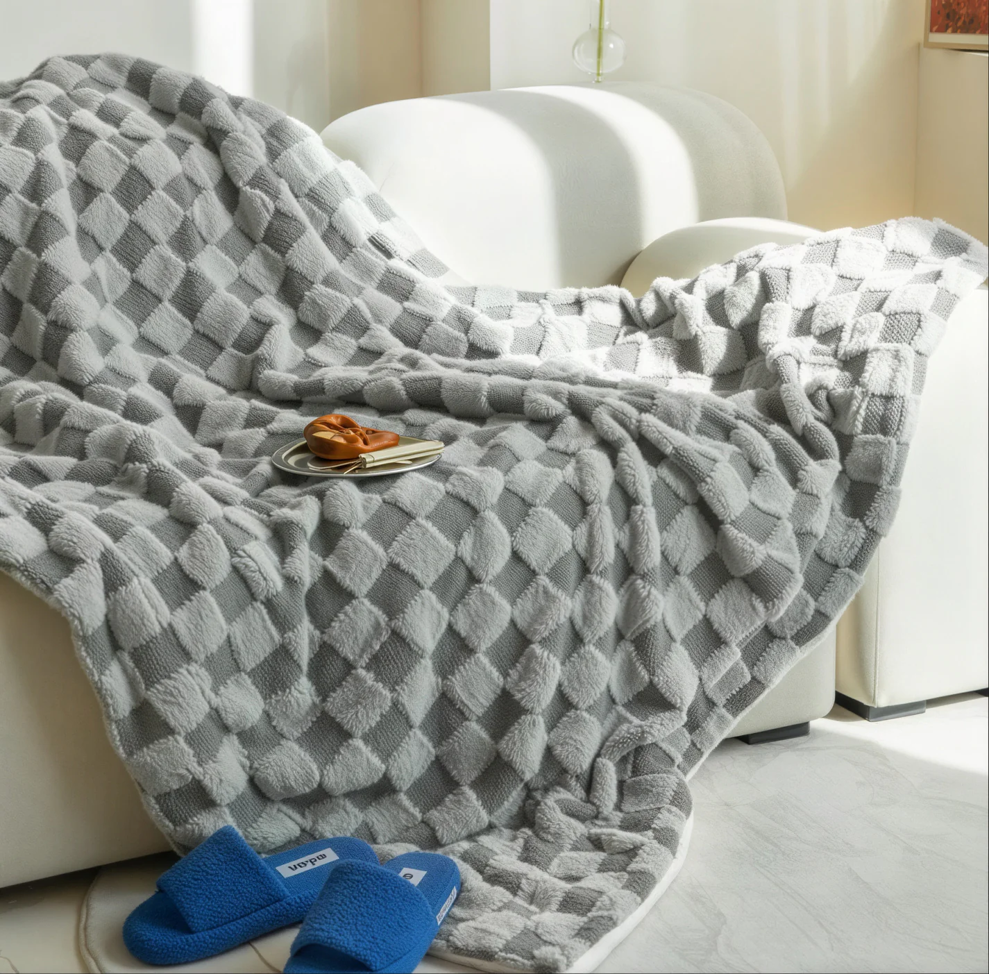 Fluffy Check Winter Blanket - Image 13