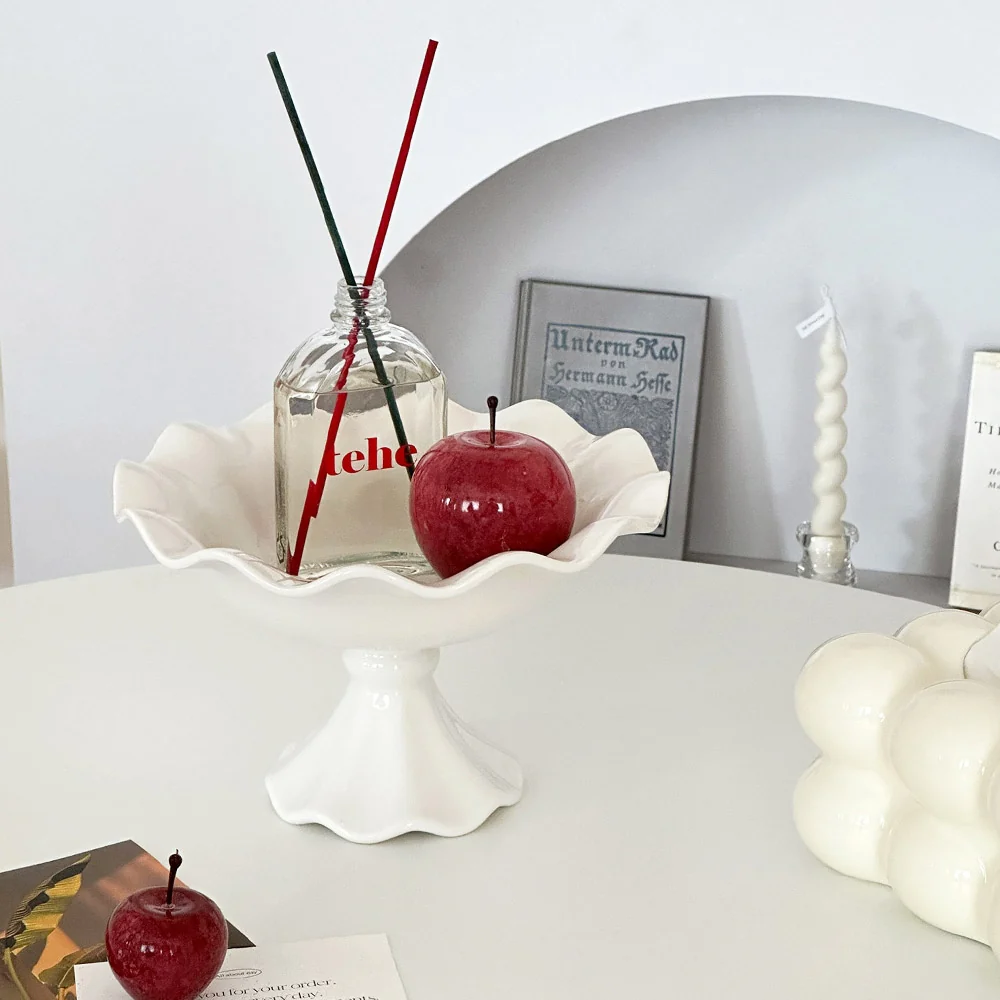 Fluted Ceramic Pedestal Tray - Image 3