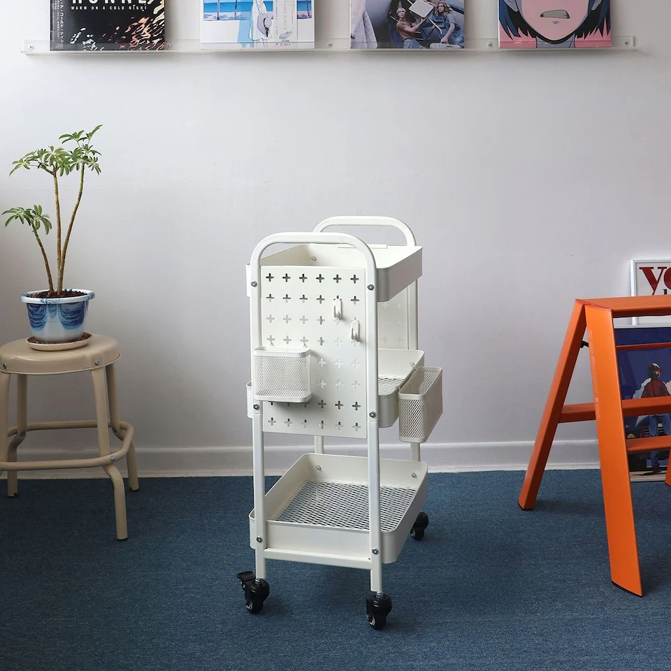Kinsley Pegboard Utility Trolley Cart - Image 3