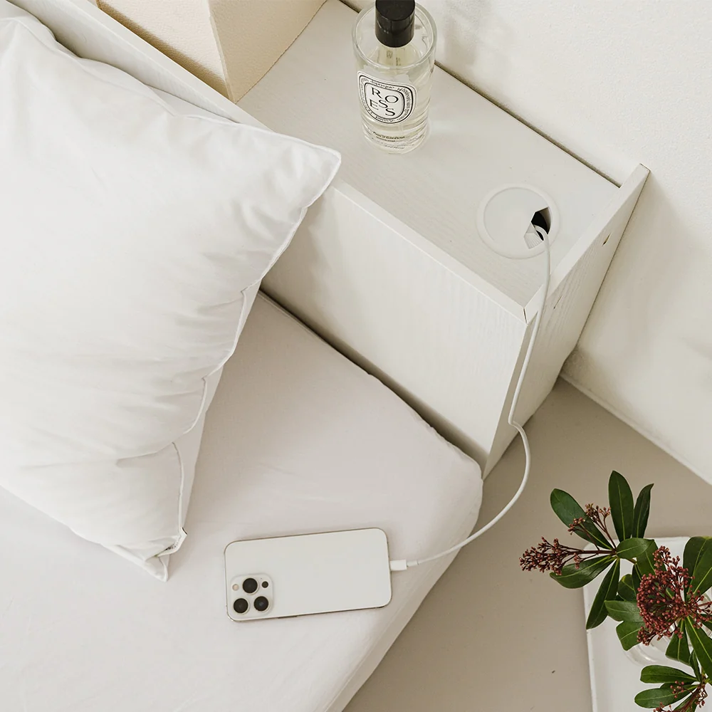 Low Bed Headboard with Concealed Shelf Storage - Image 6