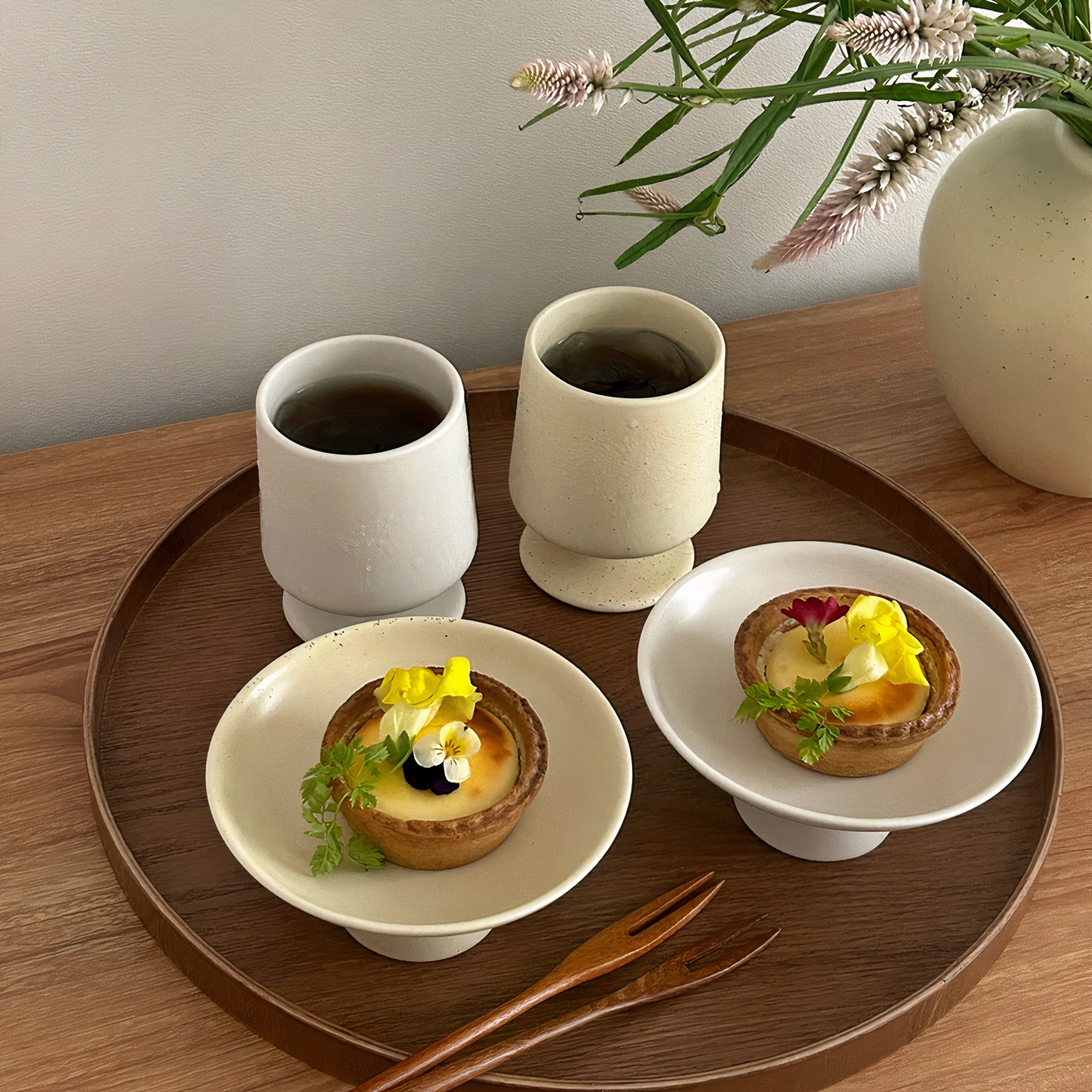 Hyeum Matte Pedestal Dessert Plate - Image 4