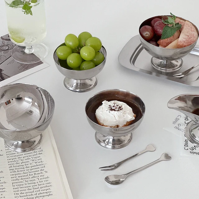 Mini Stainless Steel Dessert Bowl + Heart Fork Set - Image 4