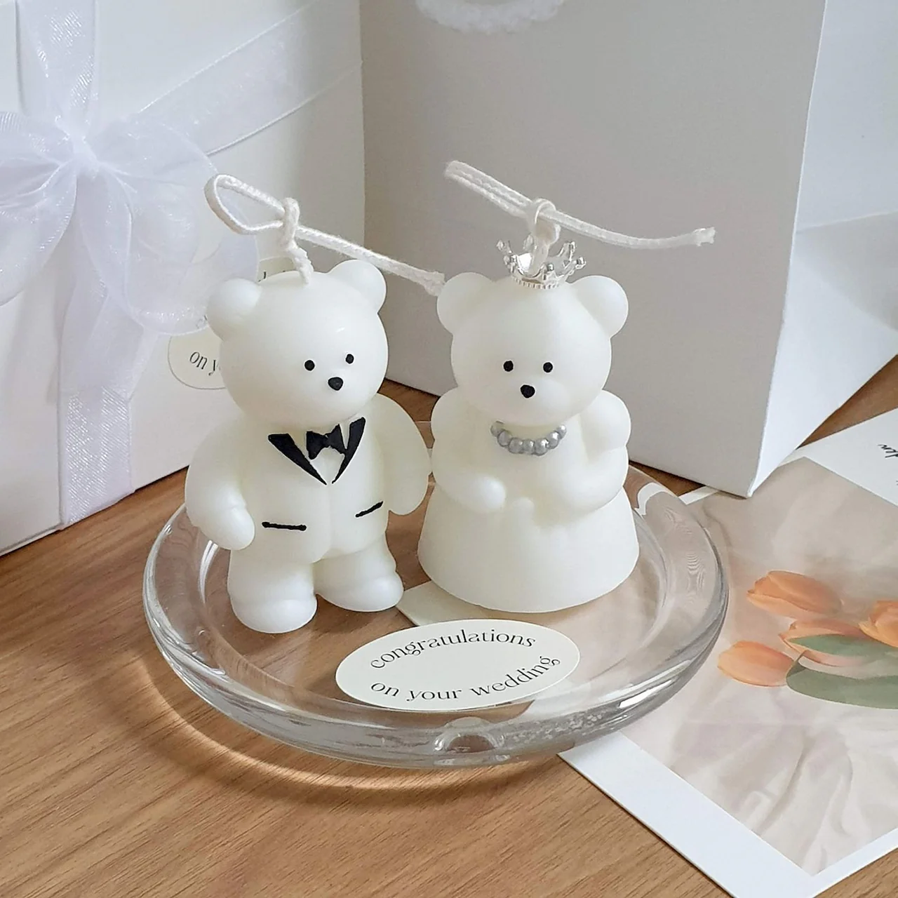 Mini Wedding Bear Candle Set - Image 3