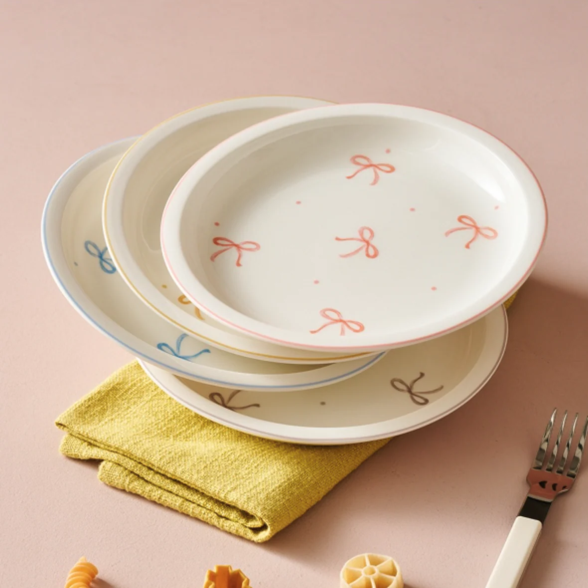 ON Pastel Ribbon Dessert Plate Set (4-Piece) - Image 4