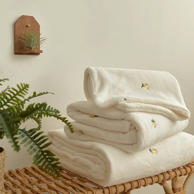 Plush Sherpa Microfiber Embroidered Blanket - Image 2