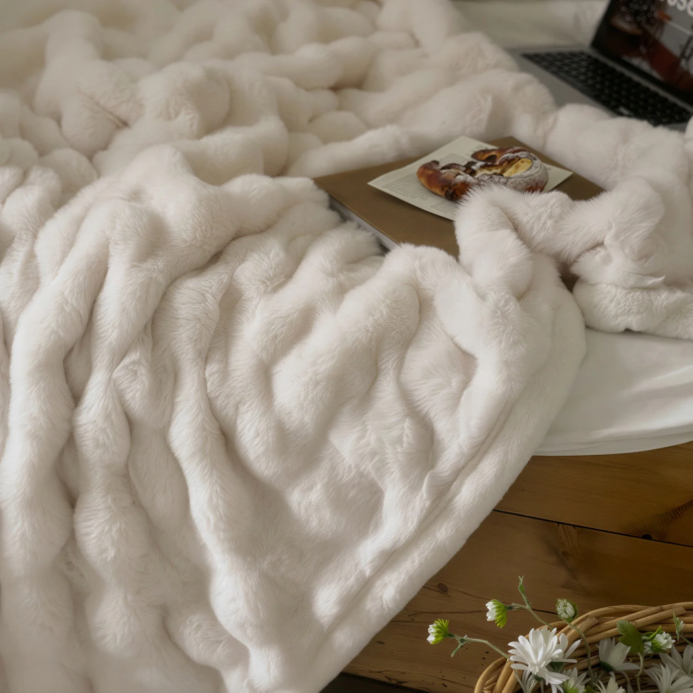 Premium Mink Latte Faux Fur Blanket - Image 6