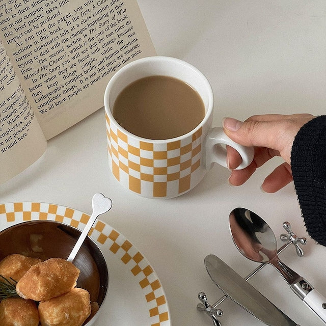 Retro Check Ceramic Mug - Image 2