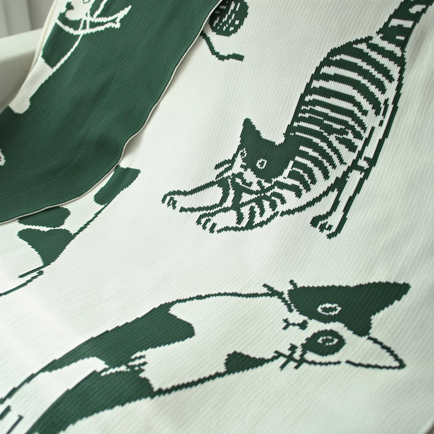 Reversible Cat Knit Blanket - Image 3