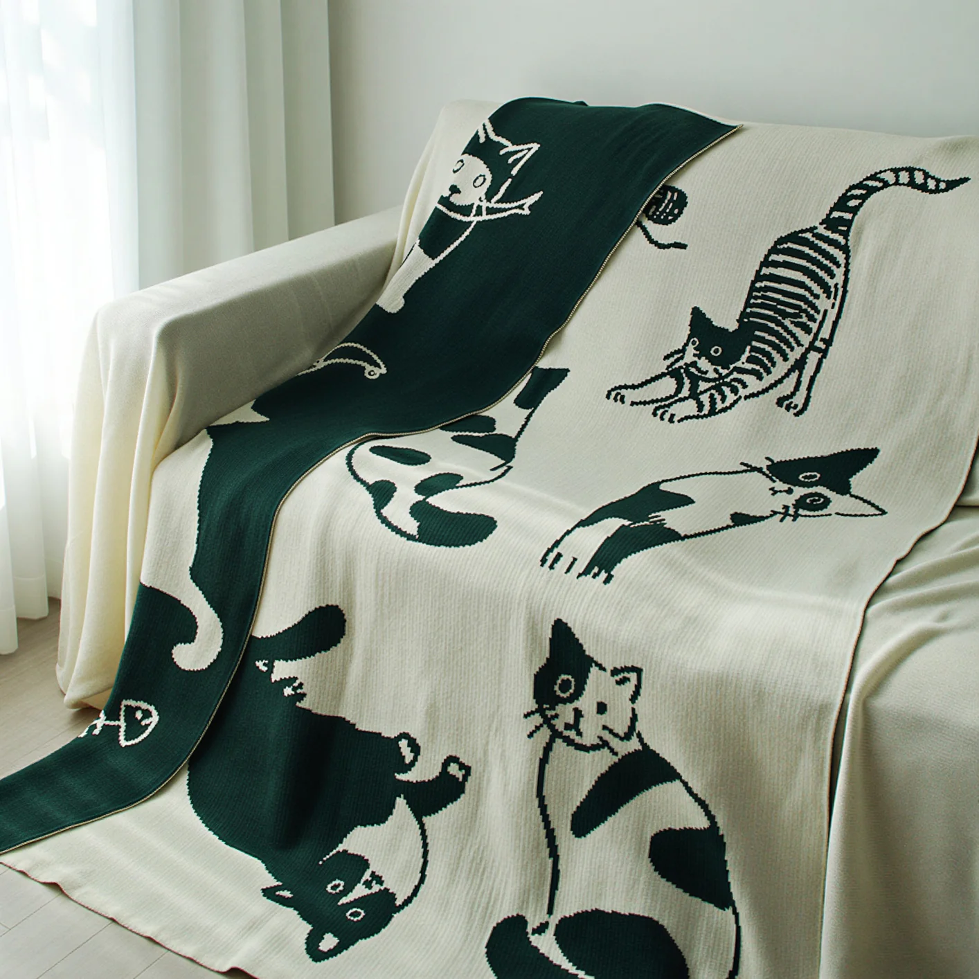 Reversible Cat Knit Blanket - Image 6