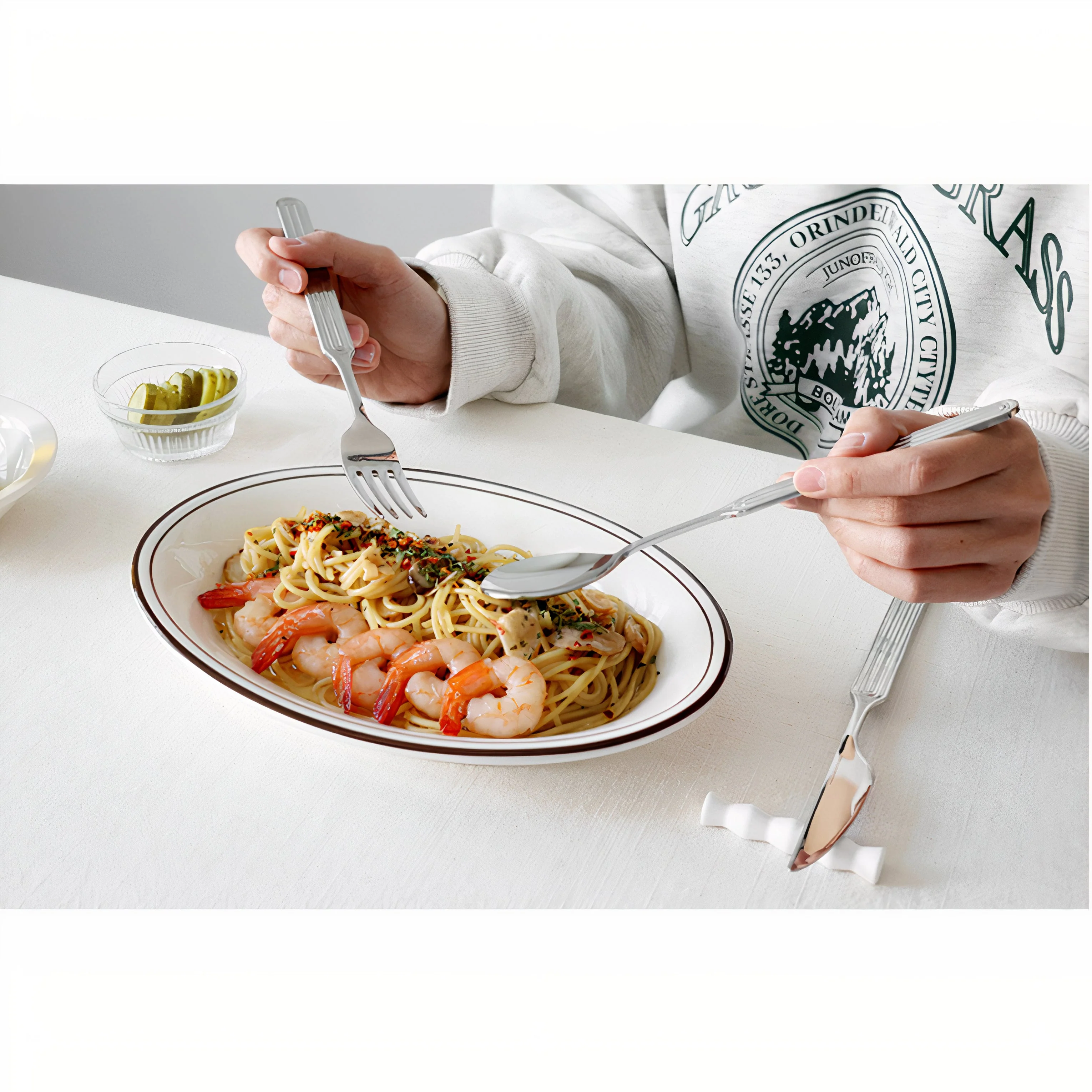 Ridge Stainless Steel Full Flatware Set for 2 (8-Piece) - Image 3