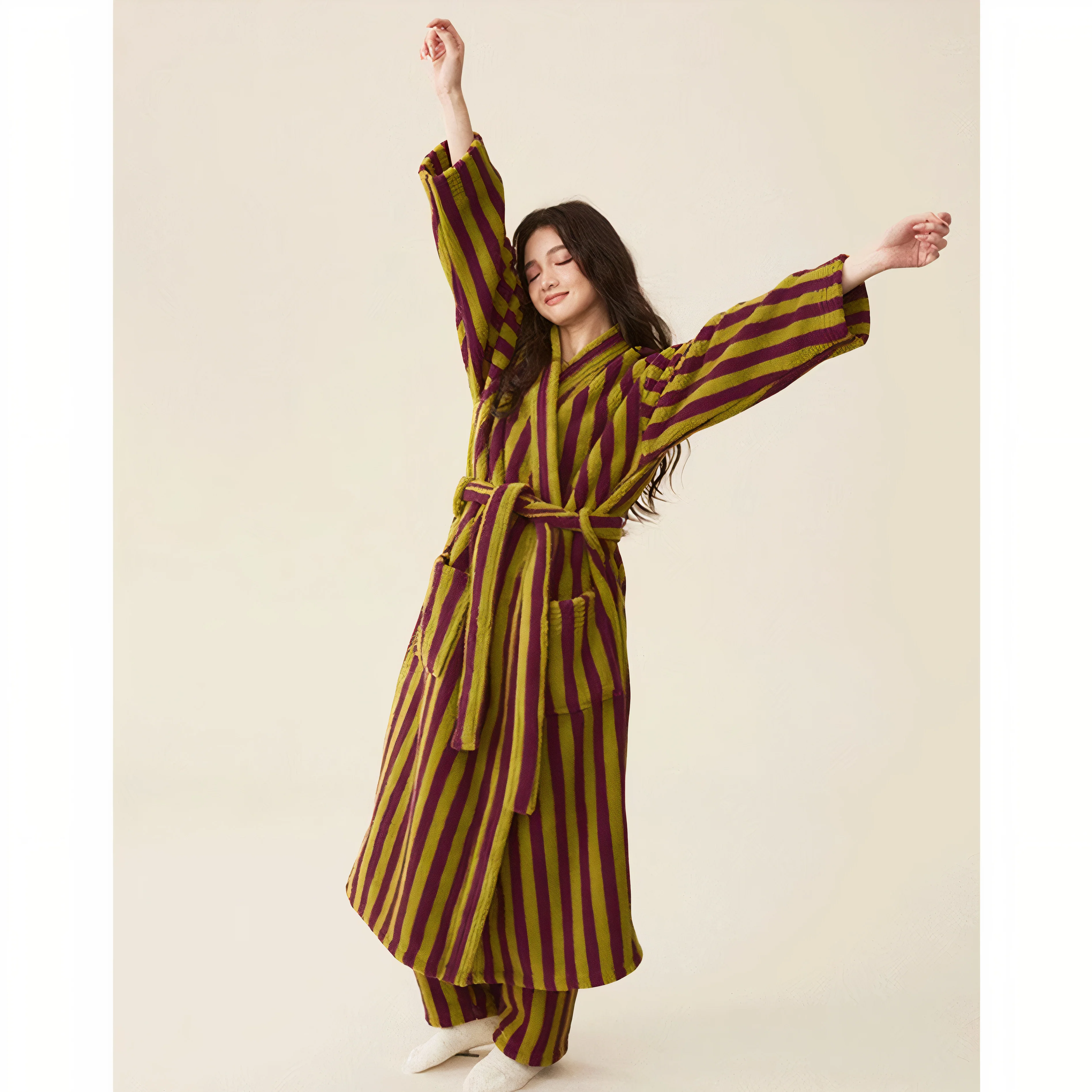 Soft Terry Stripe Robe - Image 3