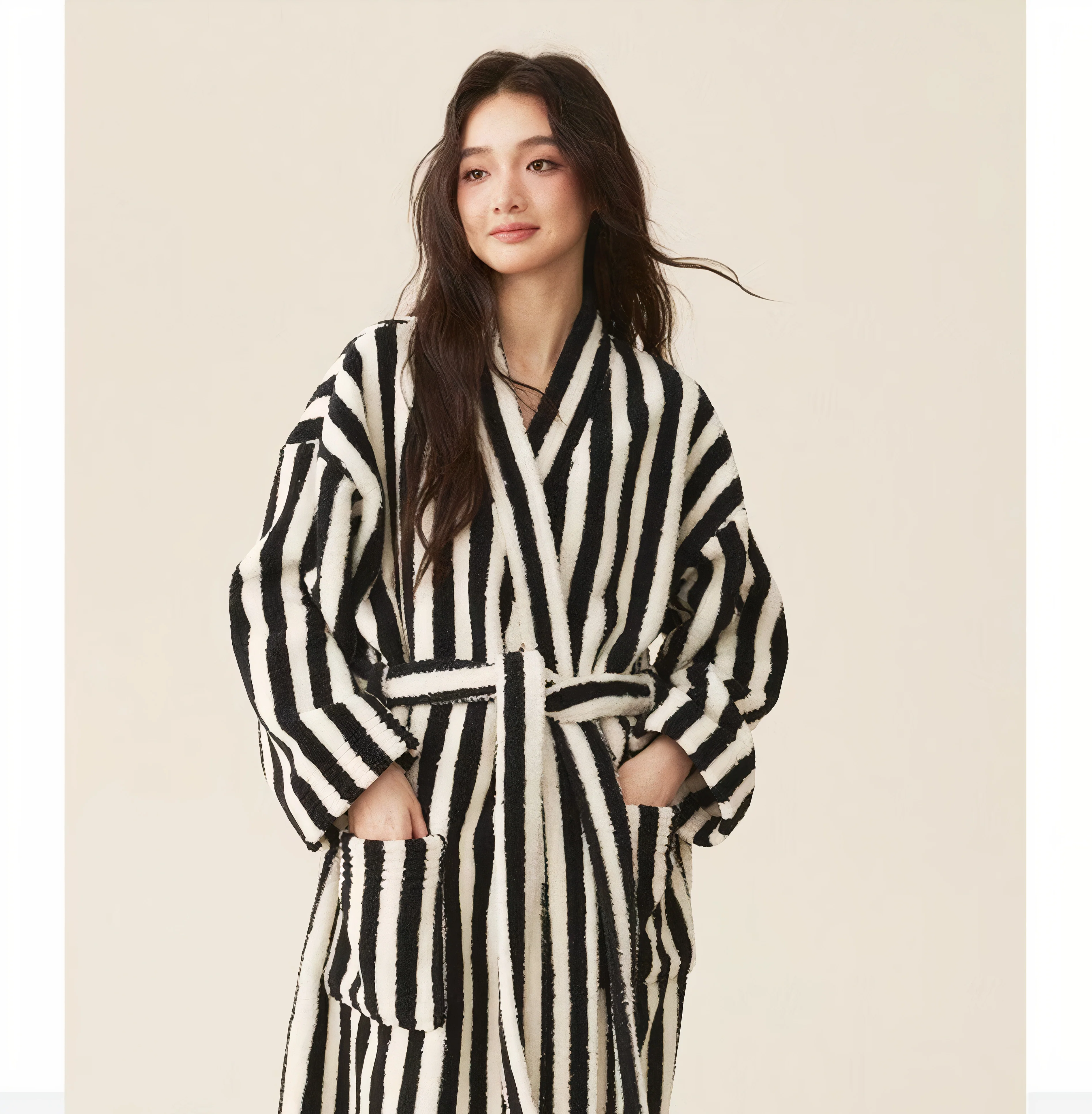 Soft Terry Stripe Robe - Image 4