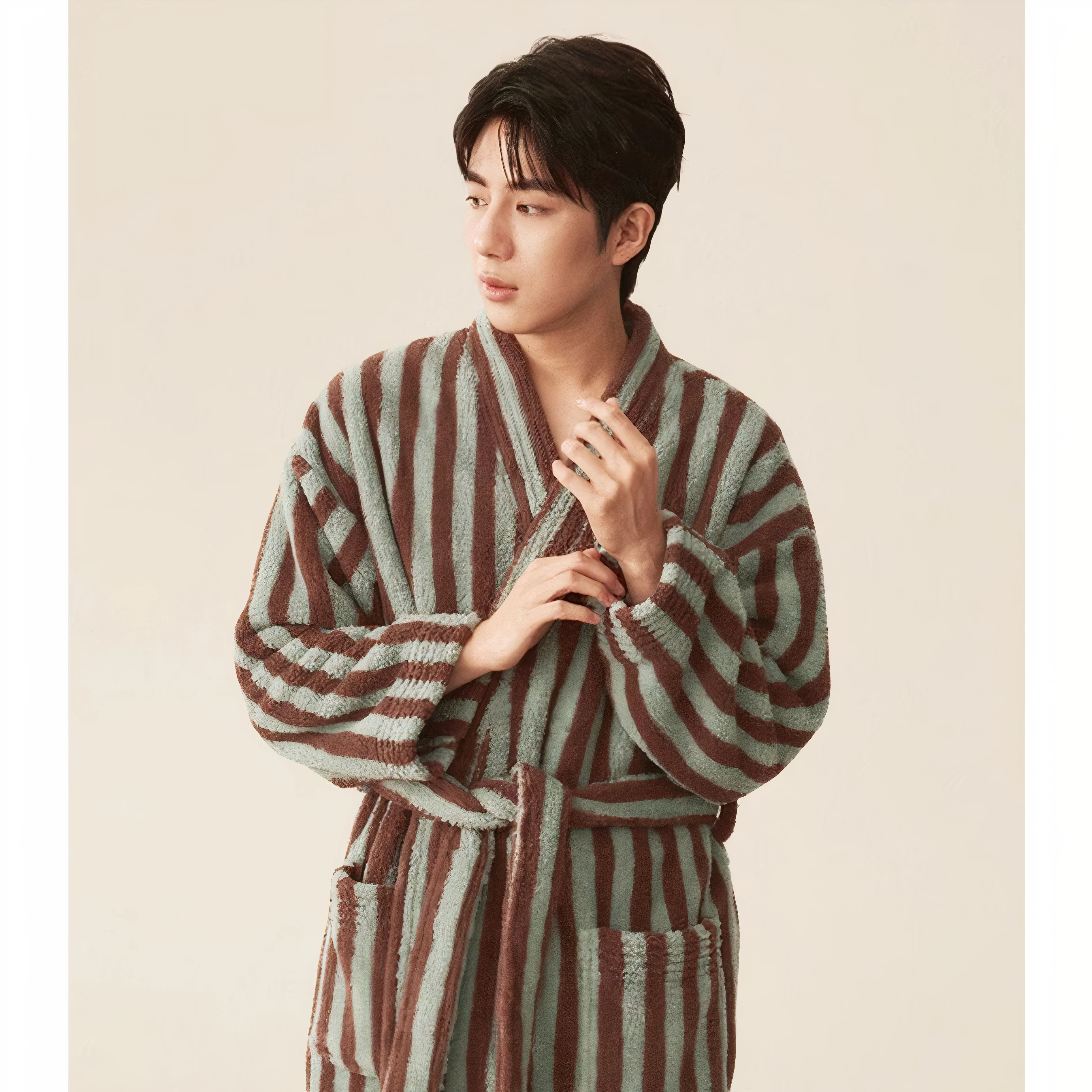 Soft Terry Stripe Robe - Image 6