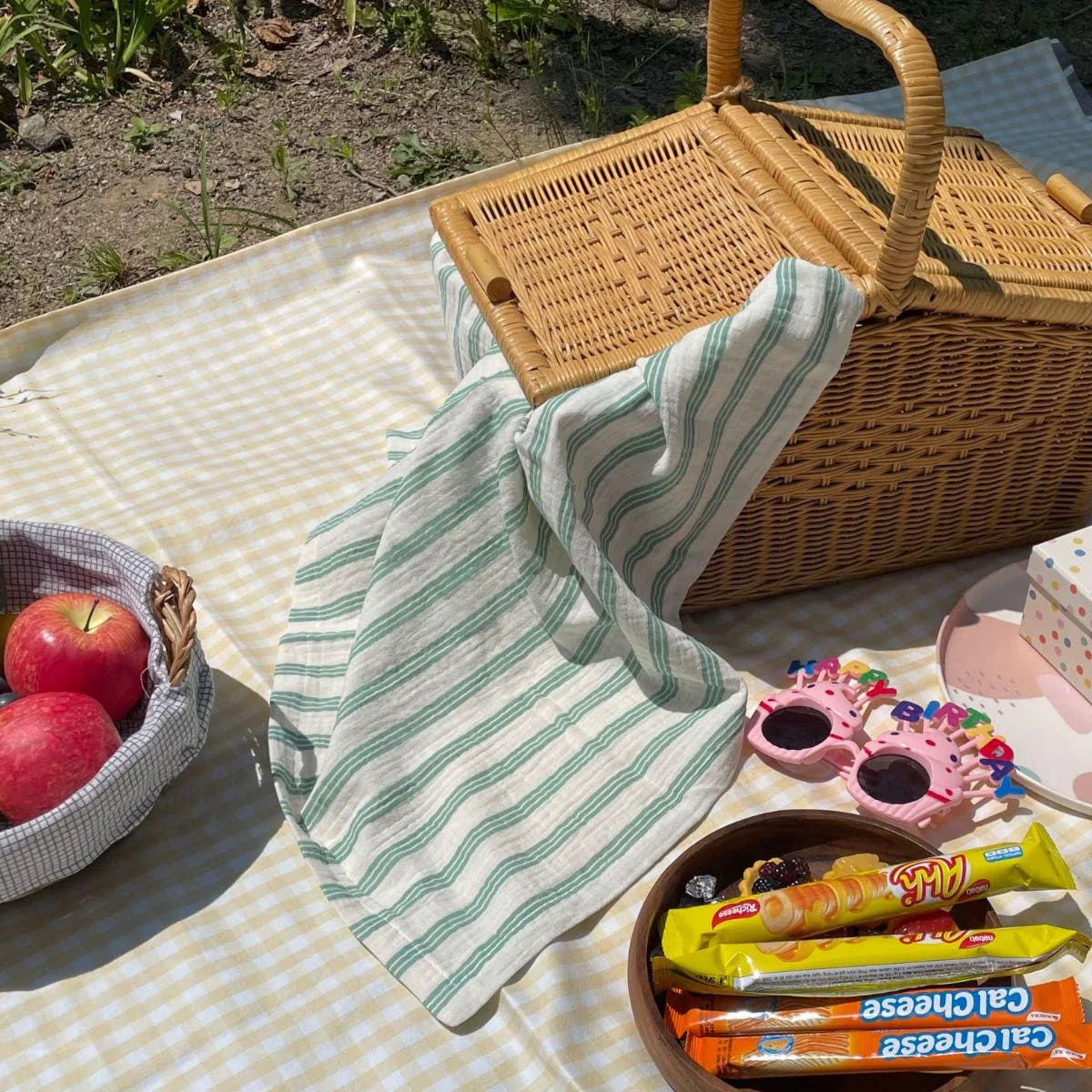 Striped Double-Layer Gauze Blanket - Image 6