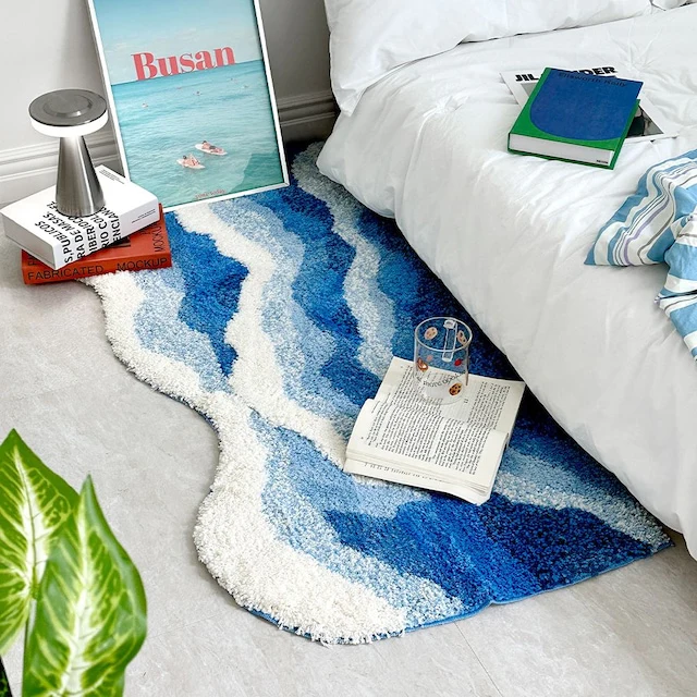 Wavy Blue Tufted Rug - Image 4