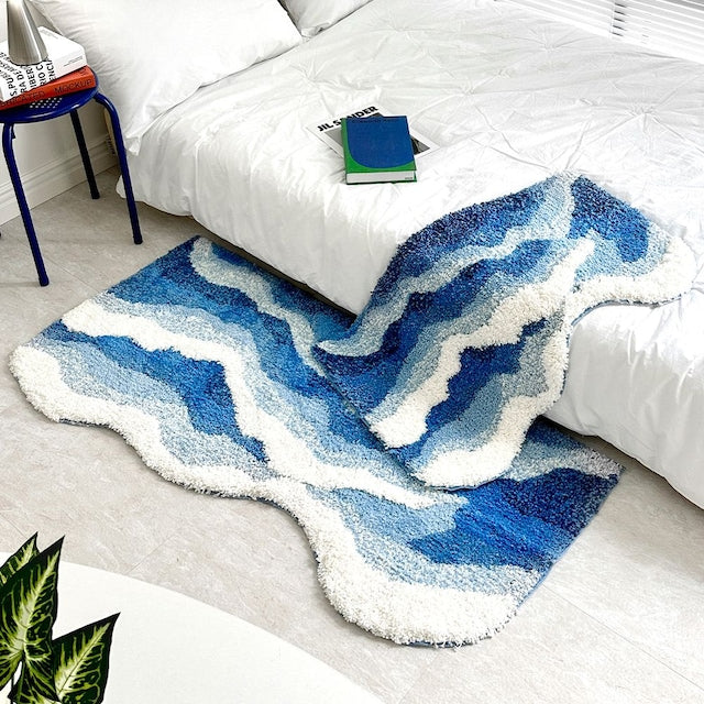 Wavy Blue Tufted Rug - Image 5