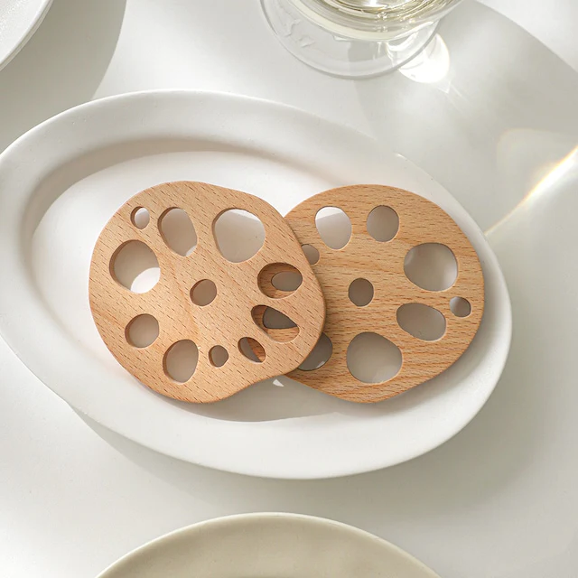 Wood Lotus Root Spoon Rest & Coaster Set (2-Piece) - Image 3