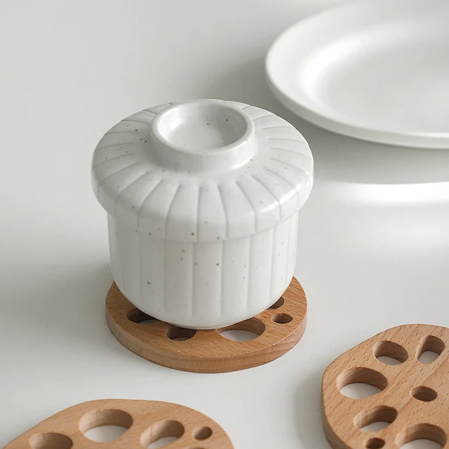 Wood Lotus Root Spoon Rest & Coaster Set (2-Piece) - Image 4