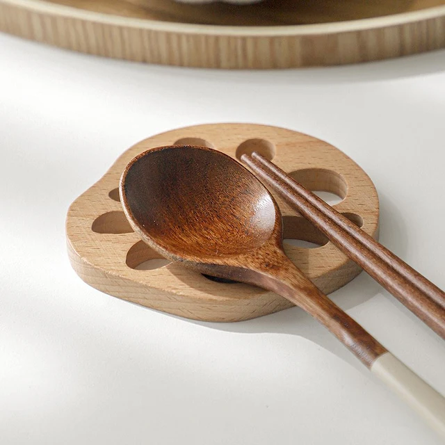 Wood Lotus Root Spoon Rest & Coaster Set (2-Piece) - Image 6
