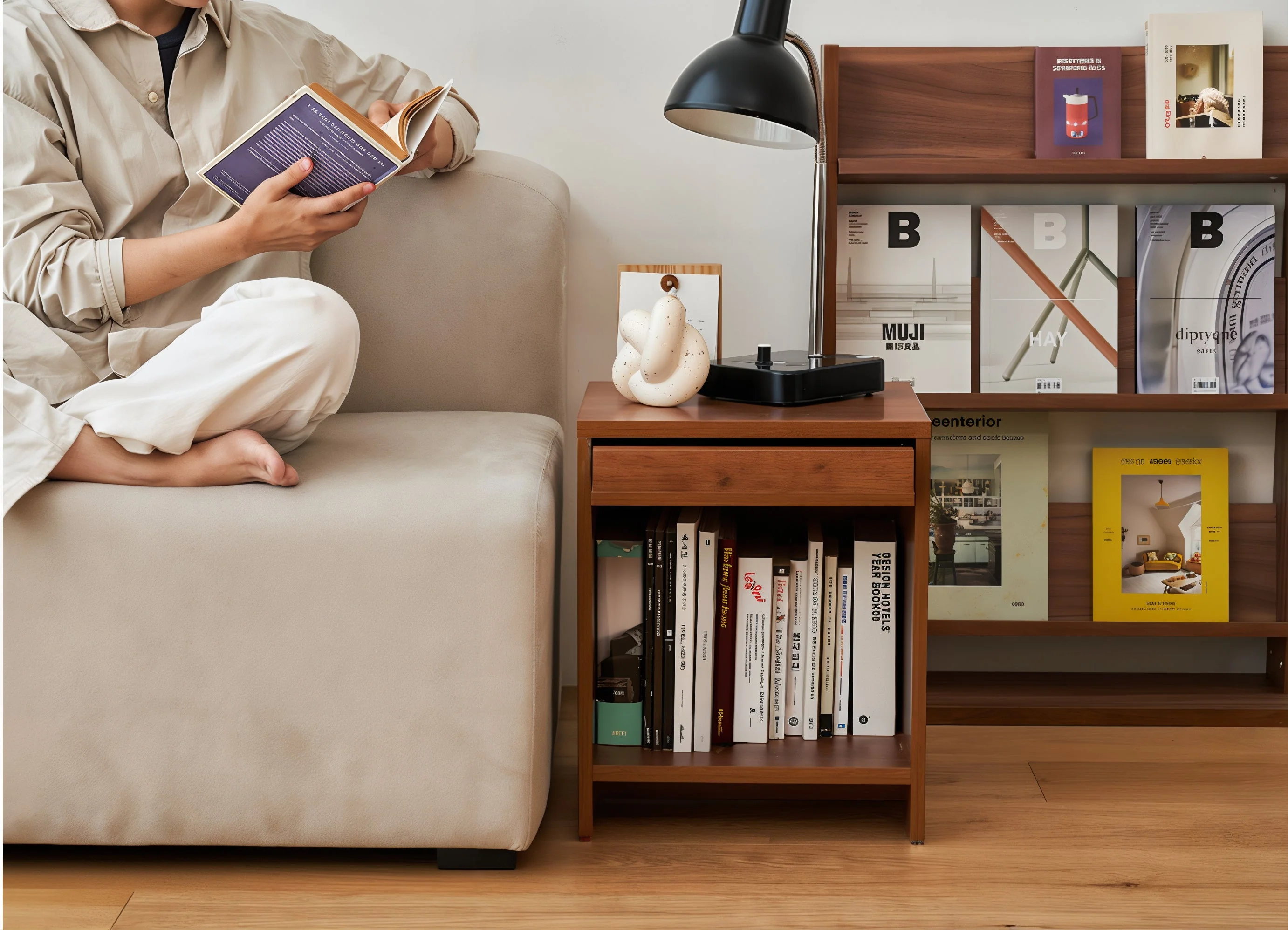 Wooden Bedside Table with Front Magazine Rack - Image 13