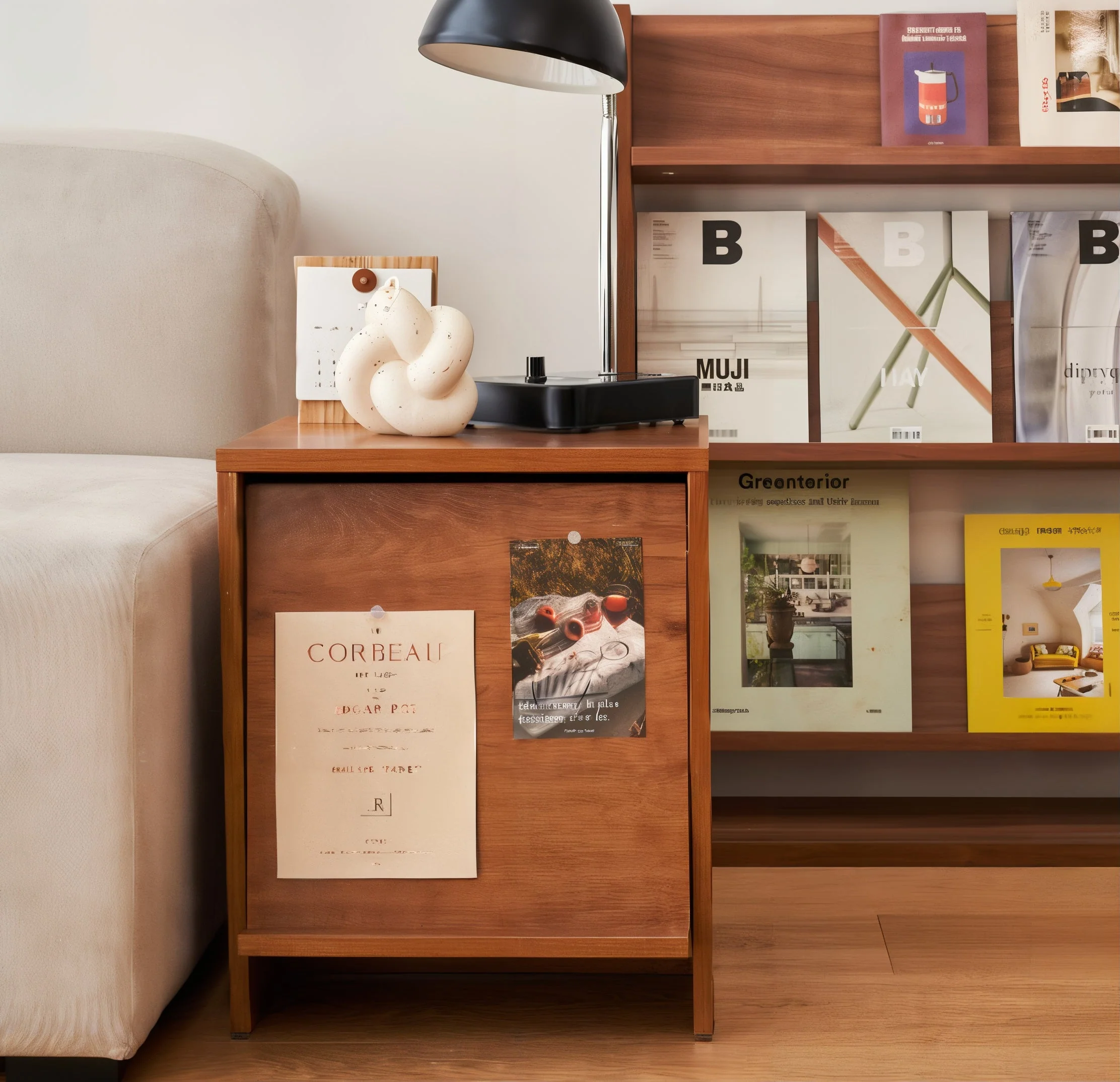Wooden Bedside Table with Front Magazine Rack - Image 4