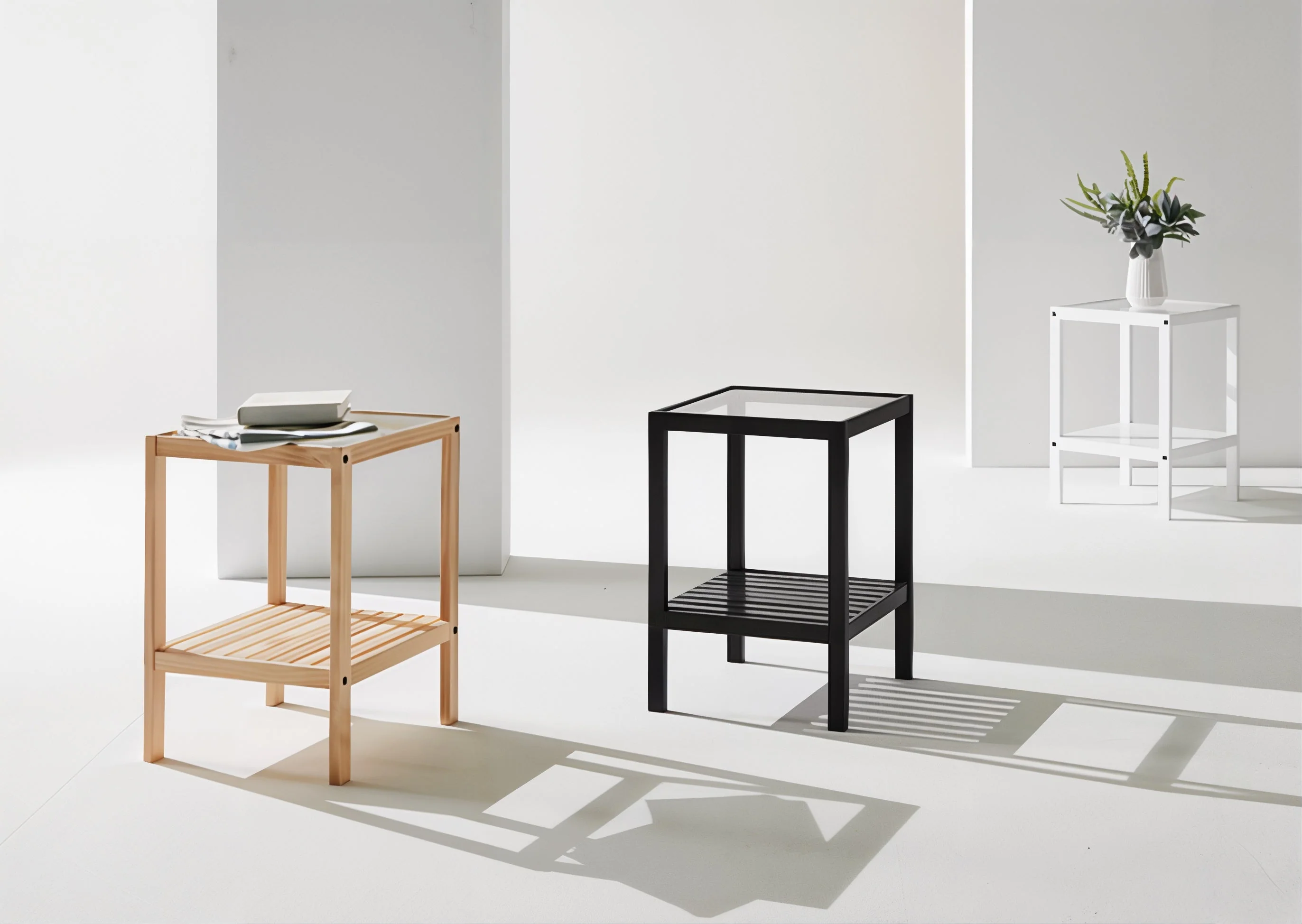 Wooden Tempered Glass Side Table - Image 12