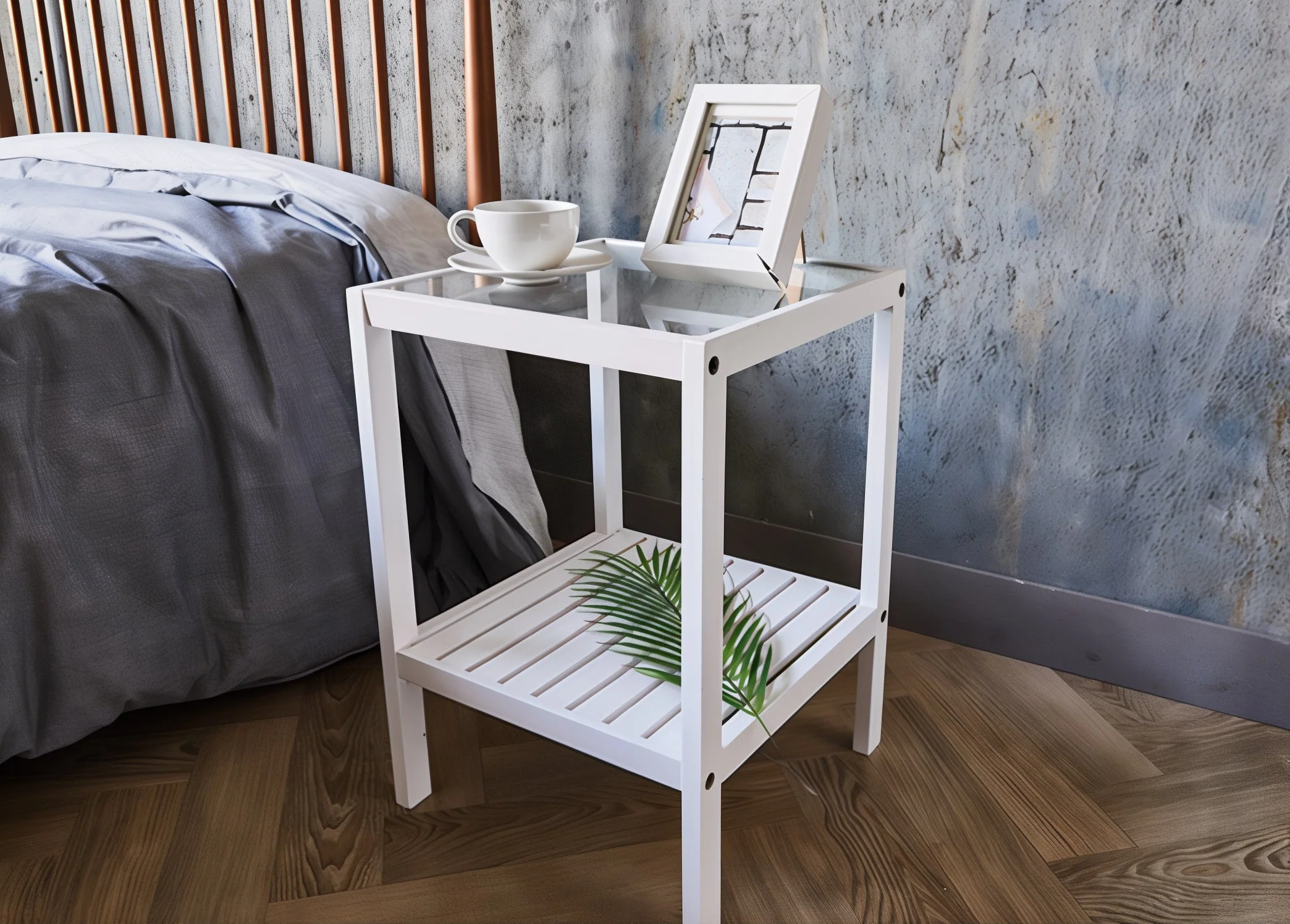Wooden Tempered Glass Side Table - Image 3