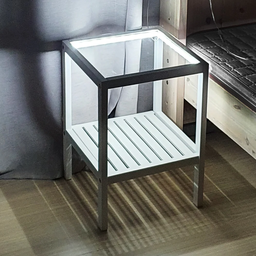 Wooden Tempered Glass Side Table - Image 7