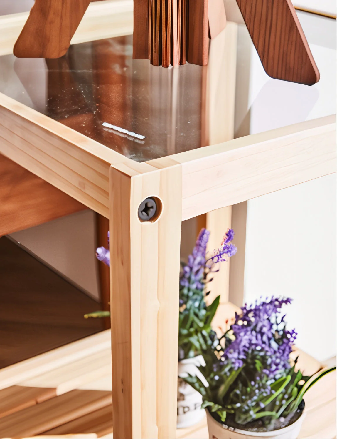 Wooden Tempered Glass Side Table - Image 8